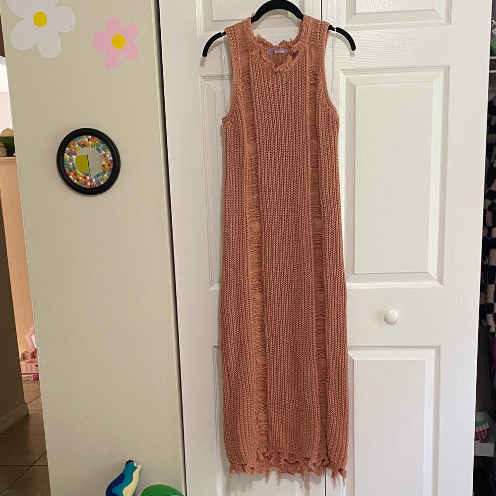 Peach Sleeveless Knit Maxi Dress